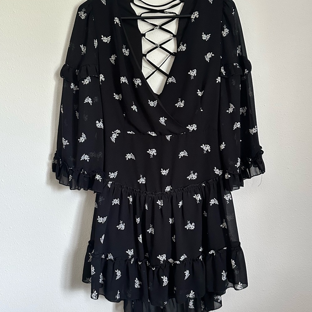 Elegant Black Floral Dress